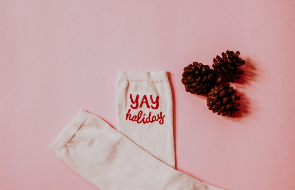 white and red love print textile