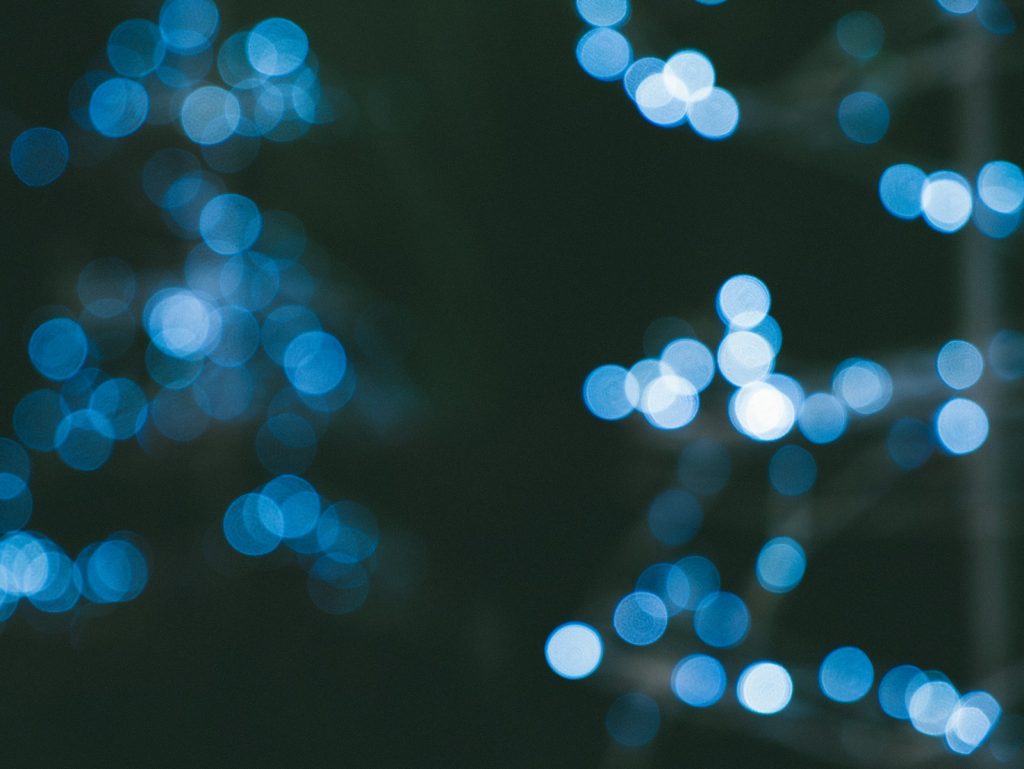 white and blue light bokeh